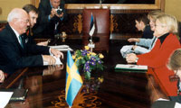 President Lennart Meri has a meeting with Anna Lindh, the Foreign Minister of Sweden
