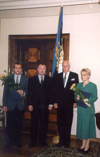 Ifret Mamedguseinov, Uno Lõhmus, president Lennart Meri and Mai Saunanen