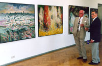 President Lennart Meri and artist Olev Subbi in the Tallinn Art House