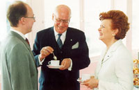 Concordia Ülikooli rektor Mart Susi, president Lennart Meri ja Läti president Vaira Vike-Freiberga Concordia Rahvusvahelises Ülikoolis 2.mail 2000(Foto:Vahur Lõhmus)