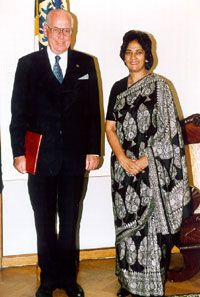 The Ambassador of Sri Lanka Sarala Manourie Fernando on the ceremony of presenting her credentials to the President of the Republic