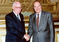 President Lennart Meri ja president Jacques Chiraci kohtumine Elysee palees