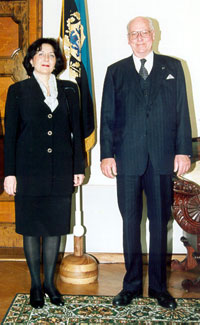 Smaranda Enache, the Ambassador of the Republic of Romania, on the ceremony of presenting her credentials to the President of the Republic