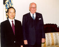The Ambassador of Chorea Dr. Dong-chil Yang on the ceremony of presenting his credentials to the President of the Republic